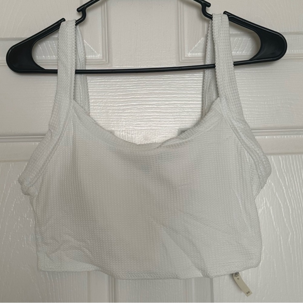Aerie White Waffle Bikini Top